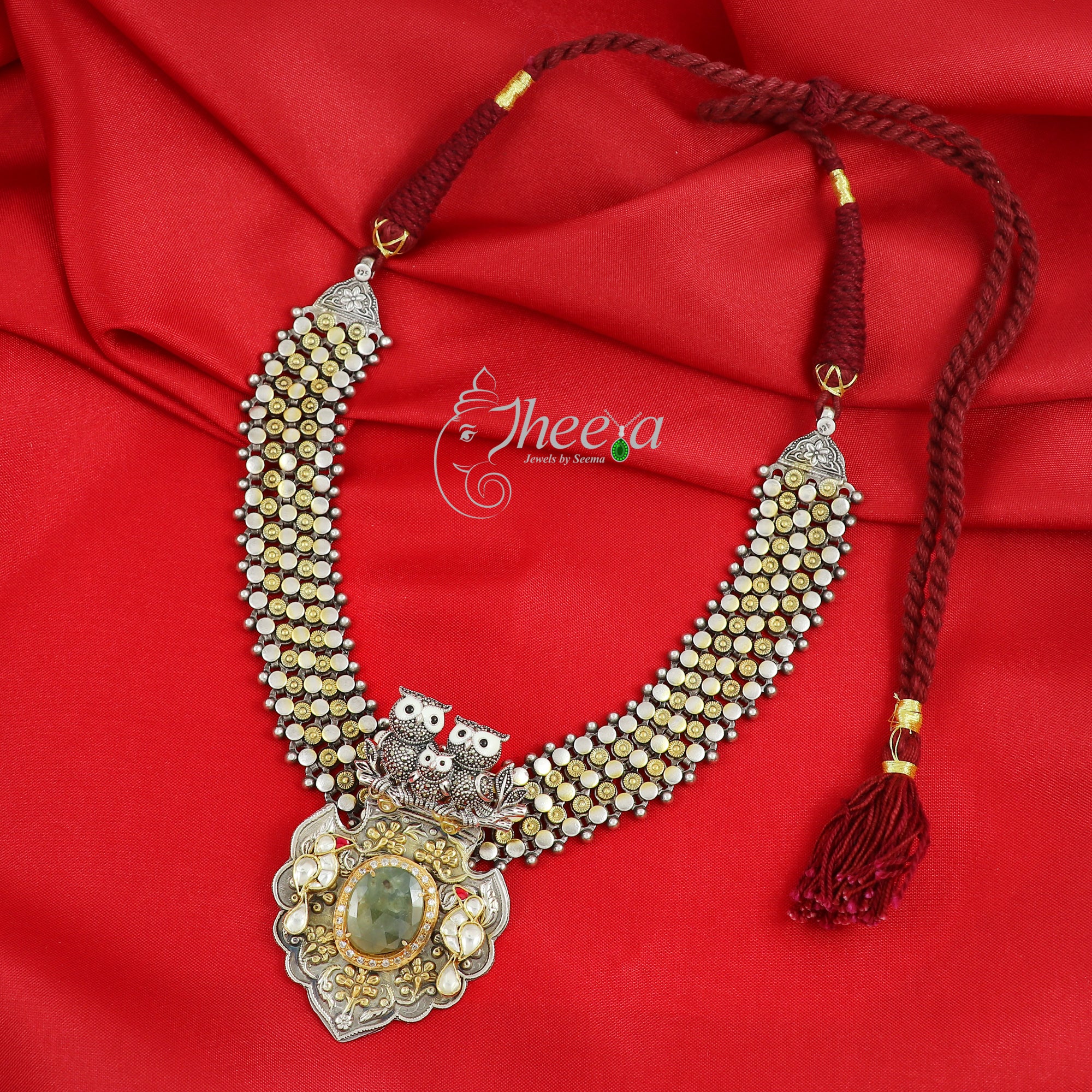 Riwaayat Fusion Necklace with Owl Family image 0